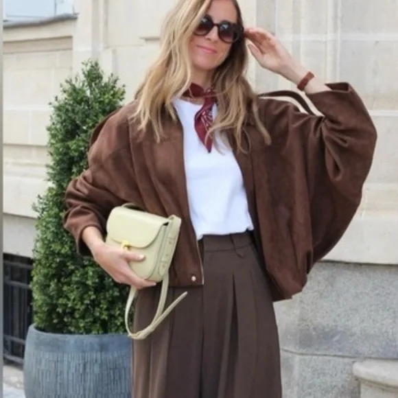 Zara NWT suede effect bomber jacket brown 4344/655 - Picture 5 of 8